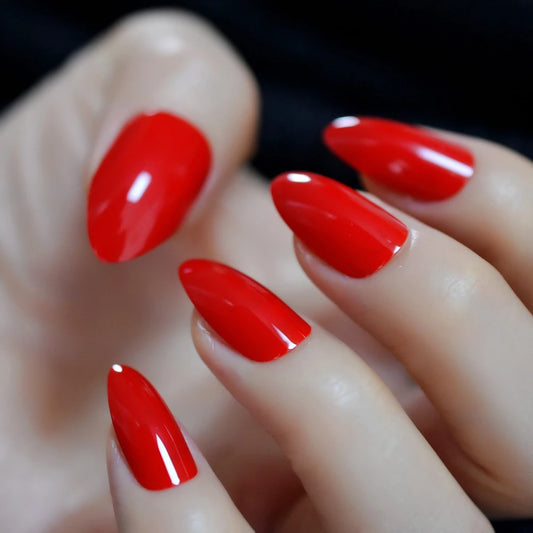 Glossy Red Classical 24 Piece Nails