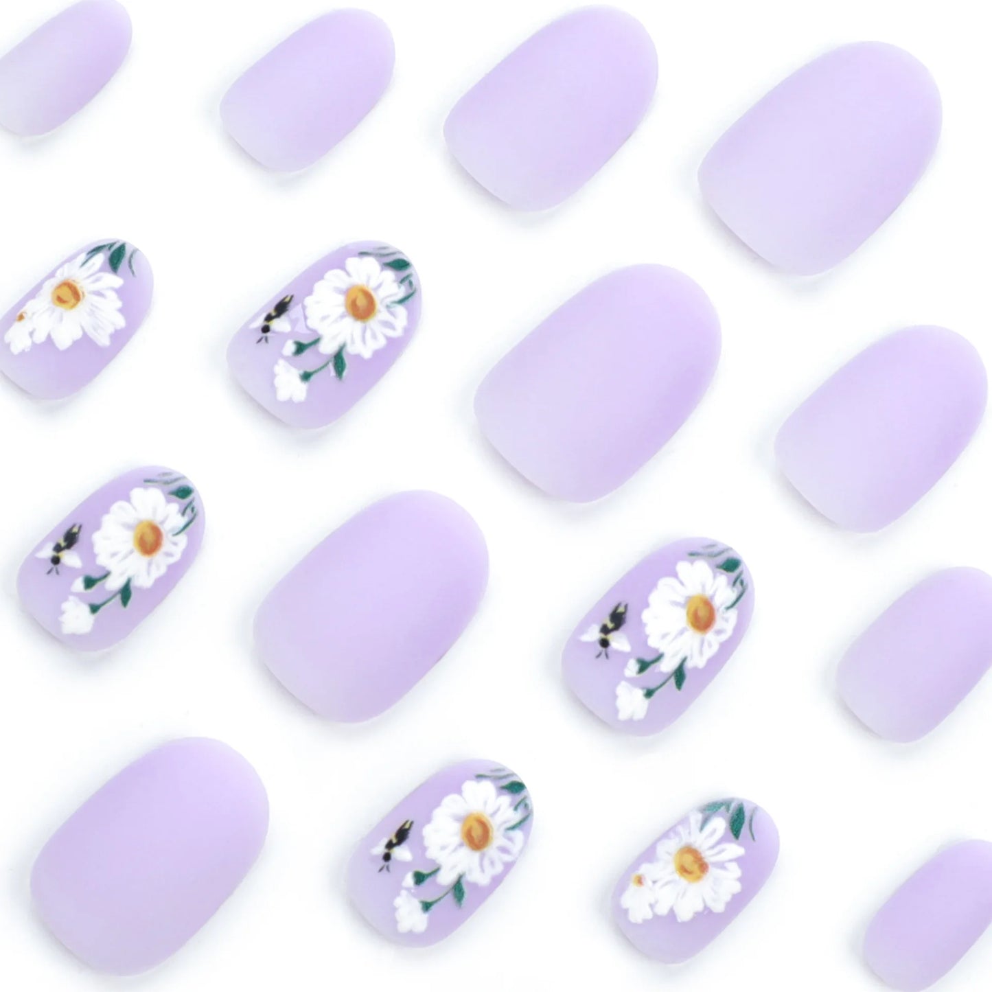 Purple Floral 24 Piece Nails